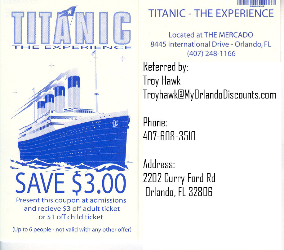 Coupon For Orlando Titanic