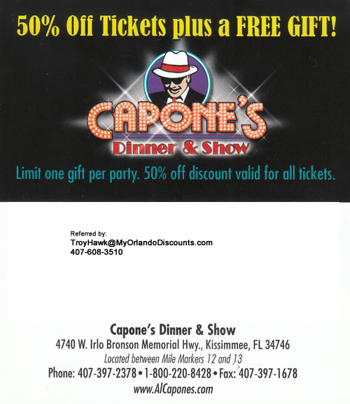 Coupon For Capone's Dinner Show in Orlando