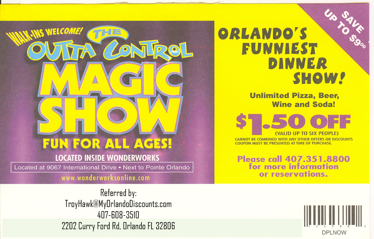 Coupon For The Outta Control Magic Show in Orlando