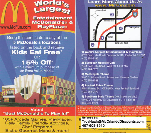 Coupon For McDonalds in Orlando