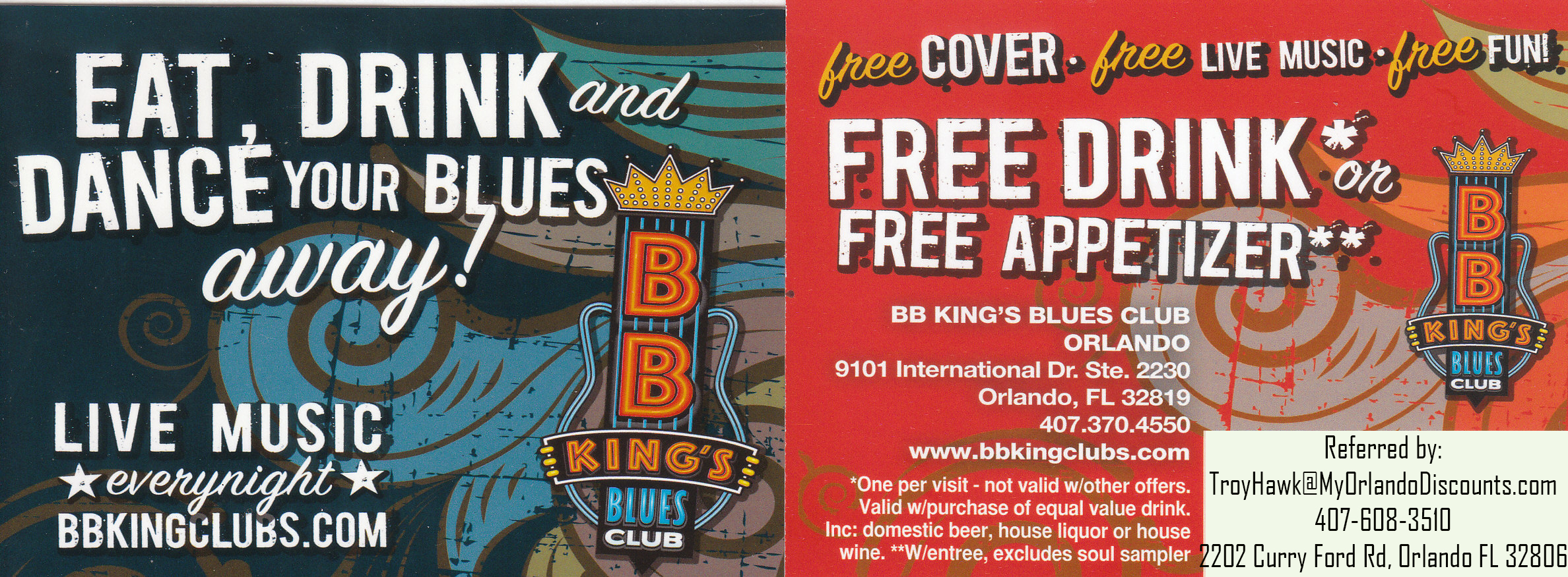 Coupon For BB Kign's Blues Club in Orlando