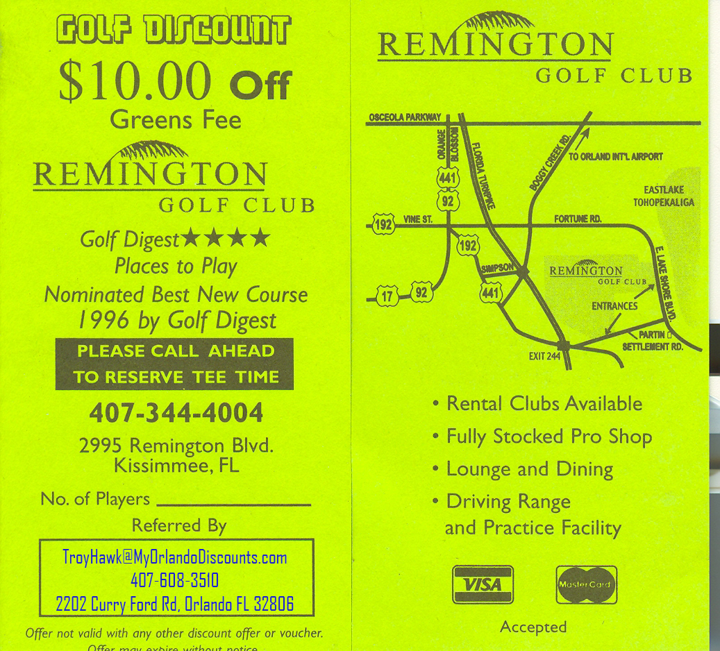 Coupon For Remington Golf in Orlando