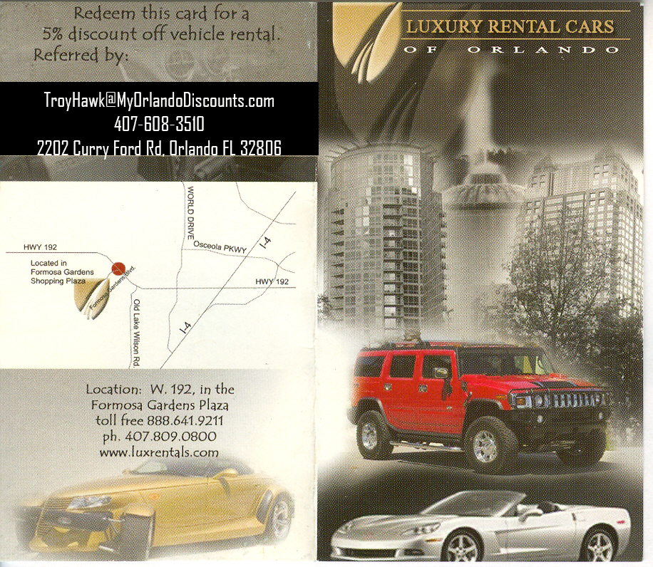Coupon For Luxury Rental Cars of Orlando
