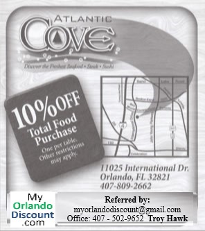 Coupon For Atlantic Cove in Orlando