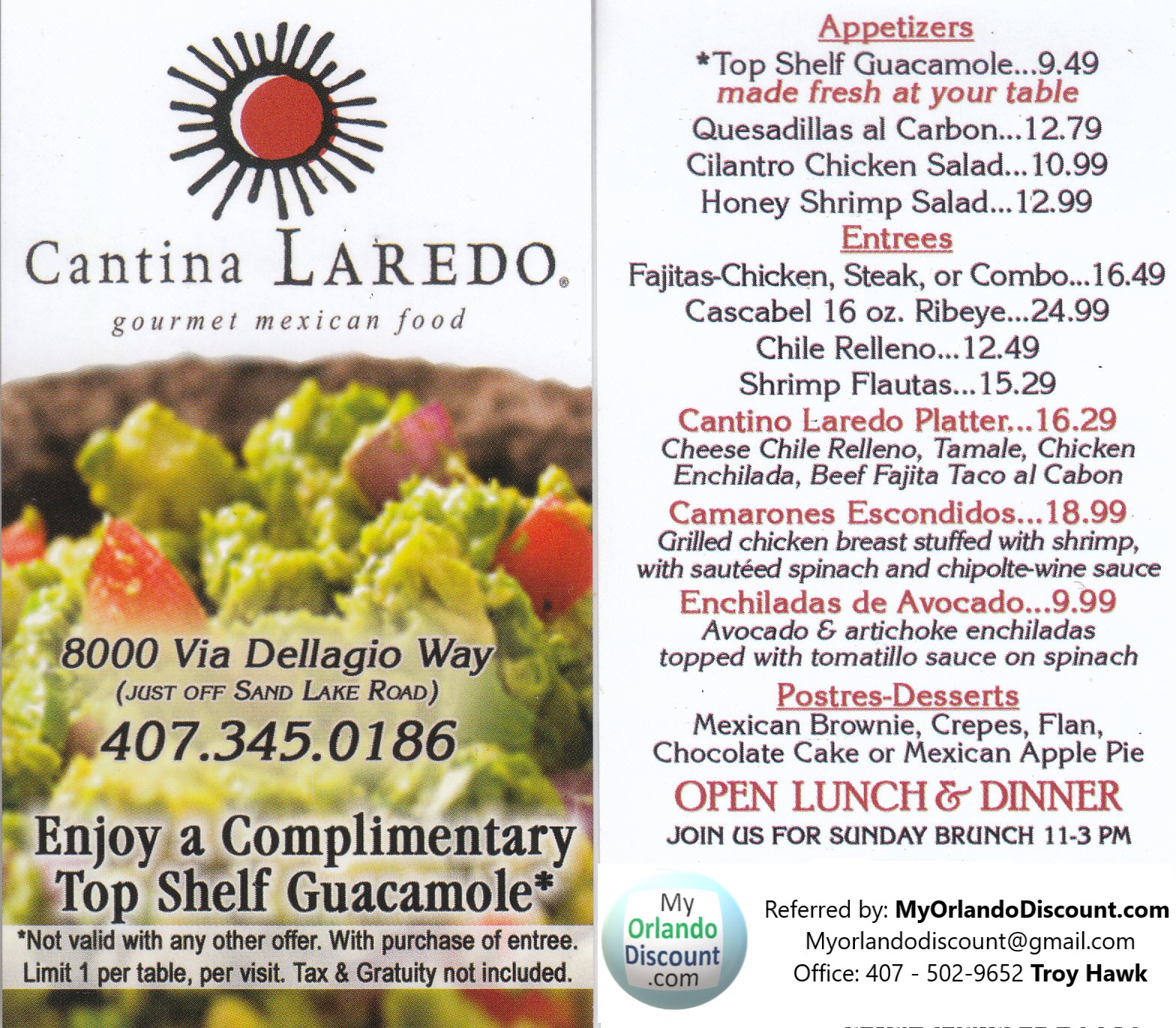 Coupon For Cantina Laredo in Orlando