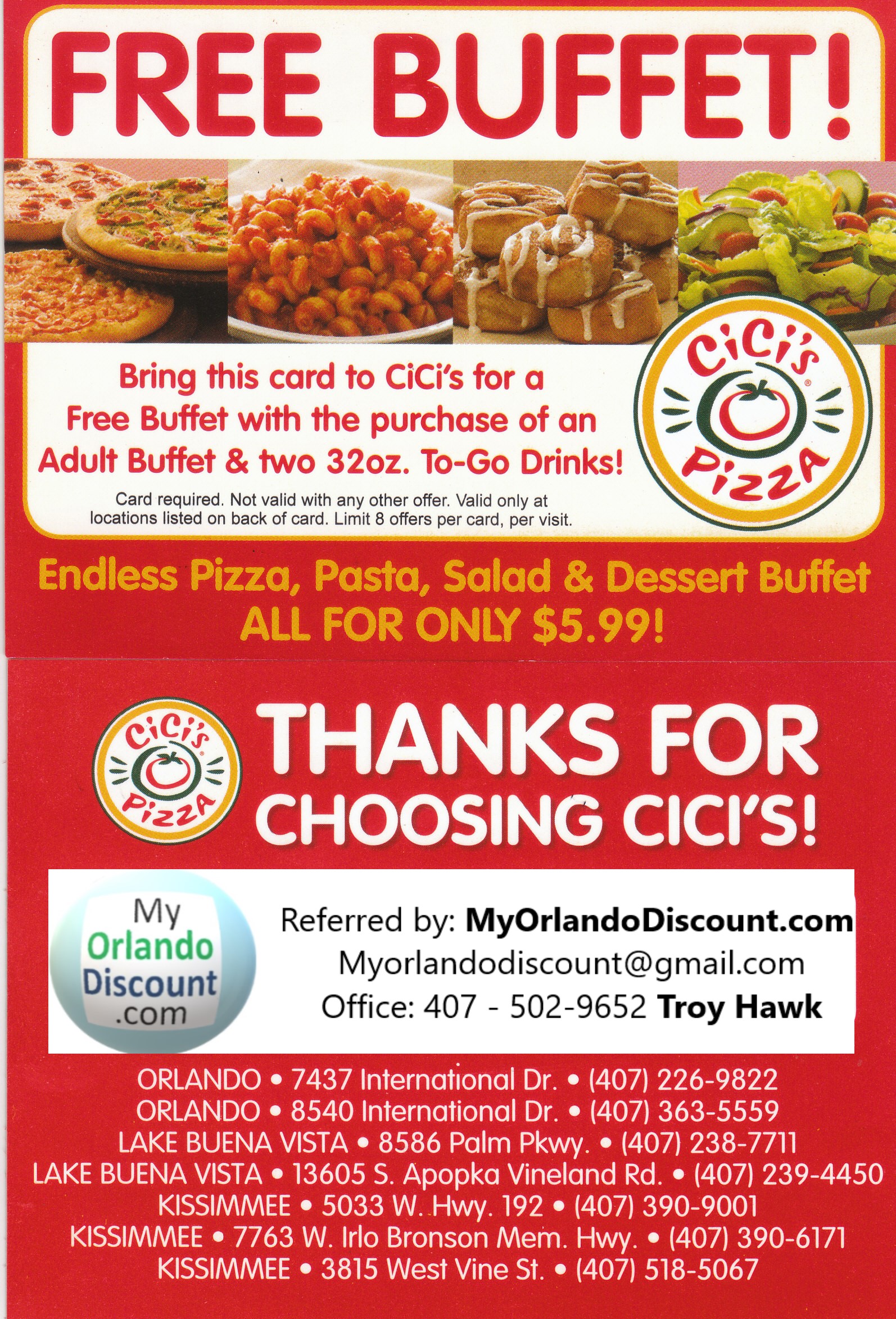 Coupon For Cici's Pizza in Orlando