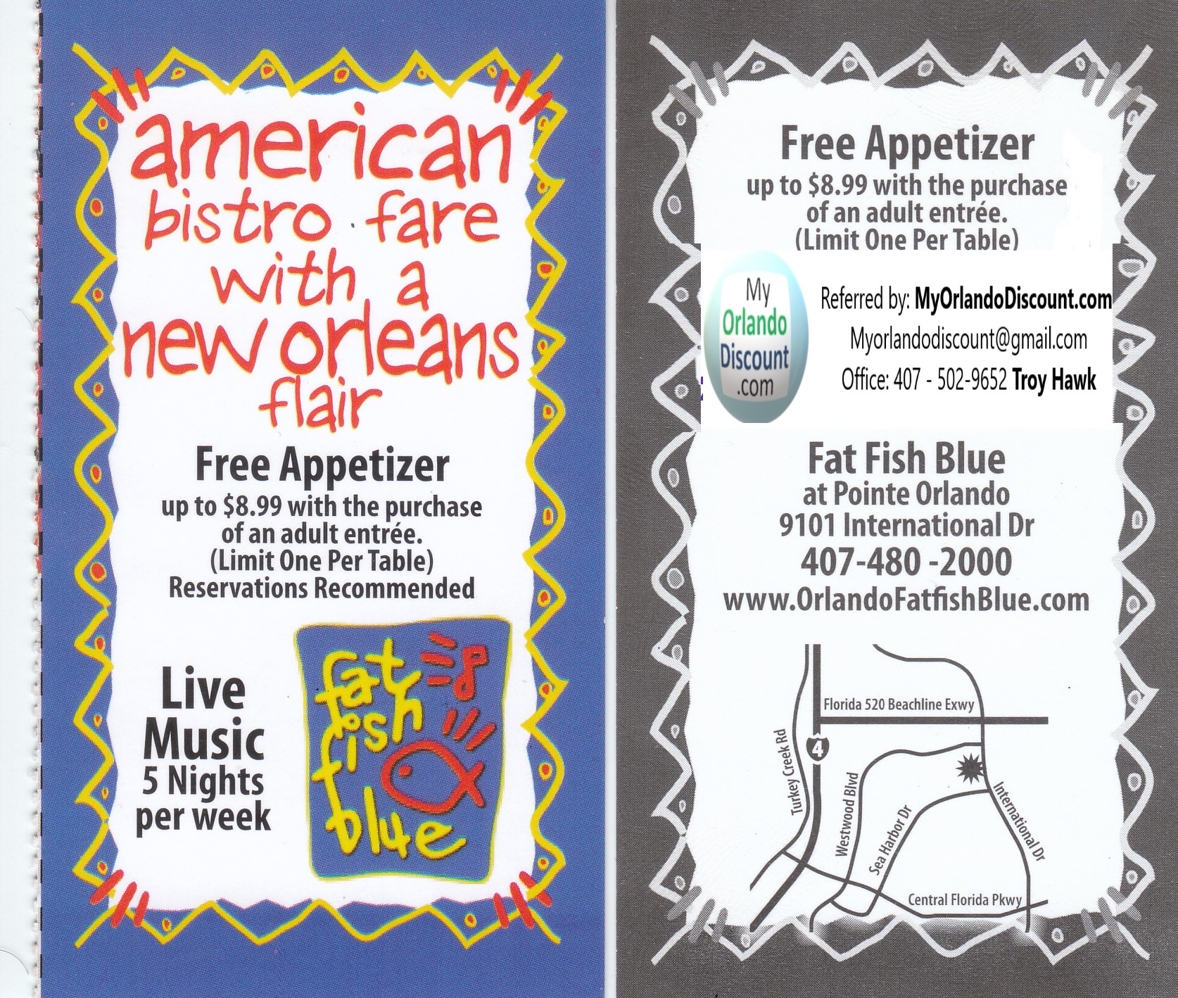 Coupon For Fat Fish Blue in Orlando