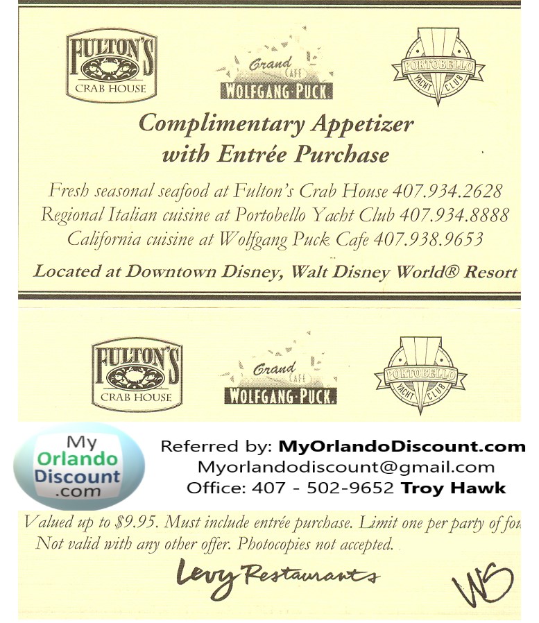 Coupon For Fulton's Crab House in Orlando