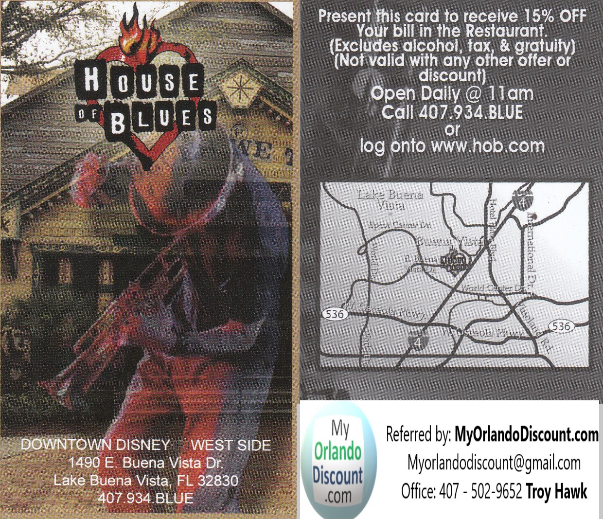 Coupon For The House Of Blues in Orlando