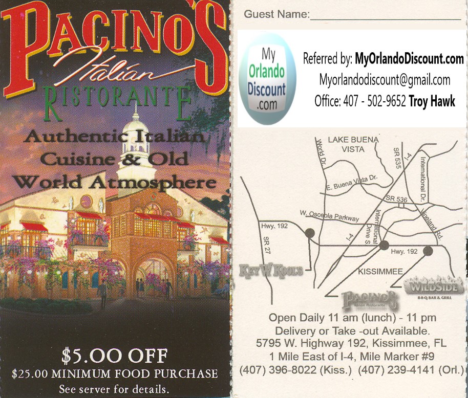 Coupon For Pacino's in Orlando