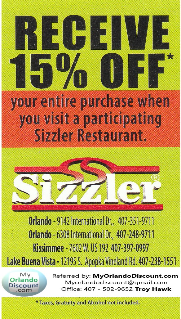 Coupon For Sizzler's in Orlando