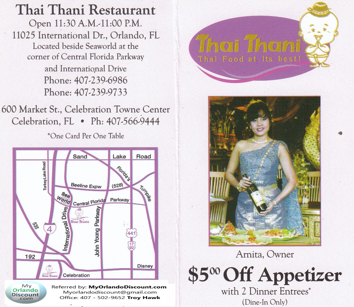 Coupon For Thai Thani in Orlando