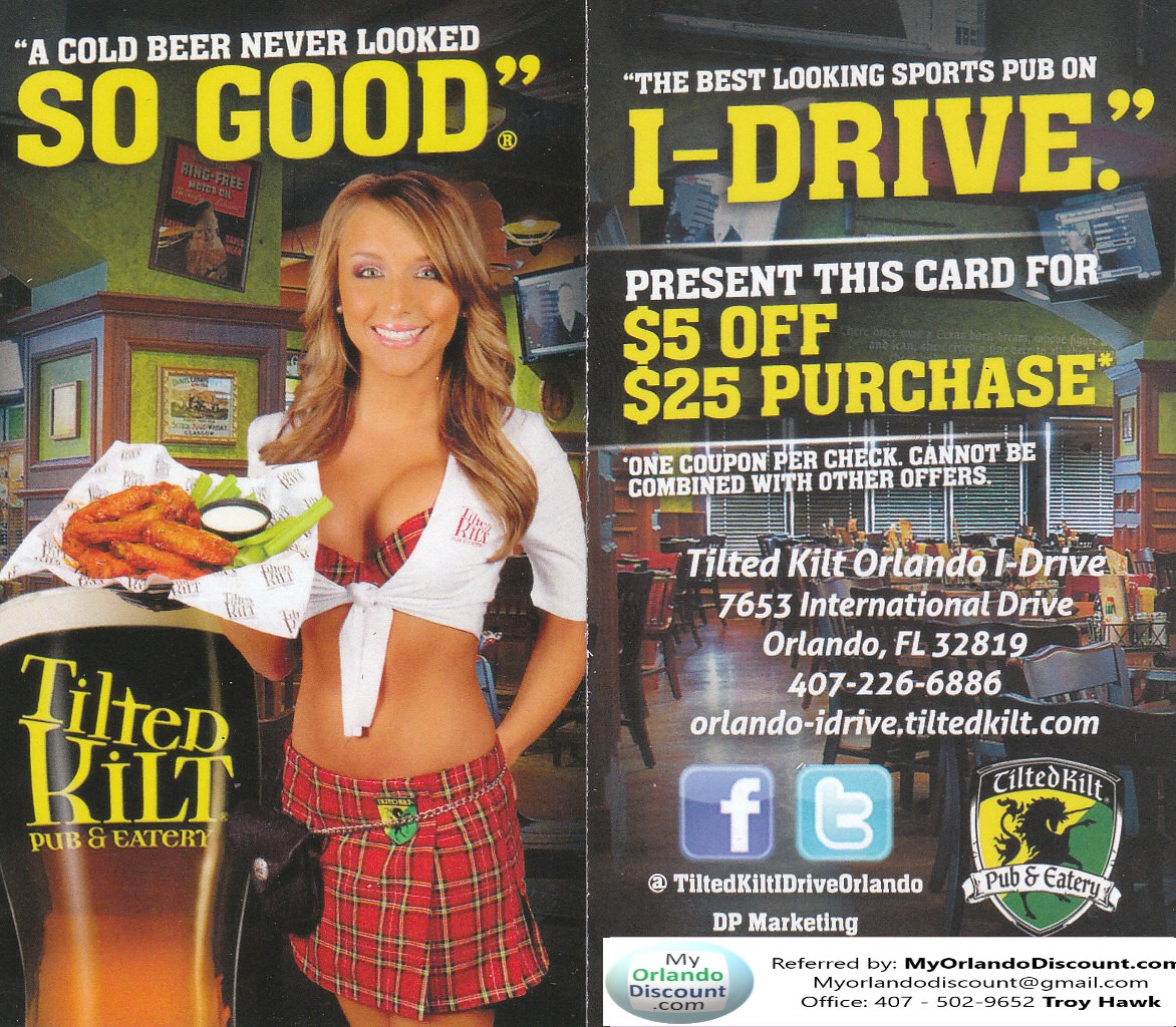 Coupon For Tilted Kilt in Orlando