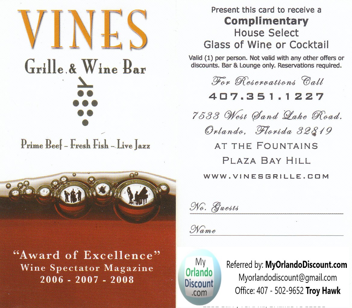 Coupon For Vine's Grille & Wine in Orlando