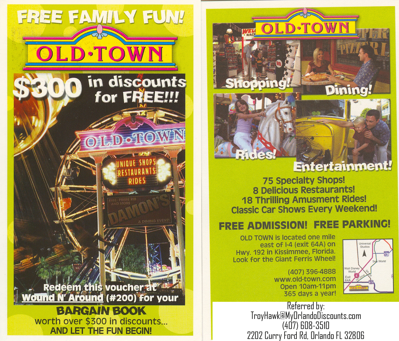 Coupon For Old Town in Orlando