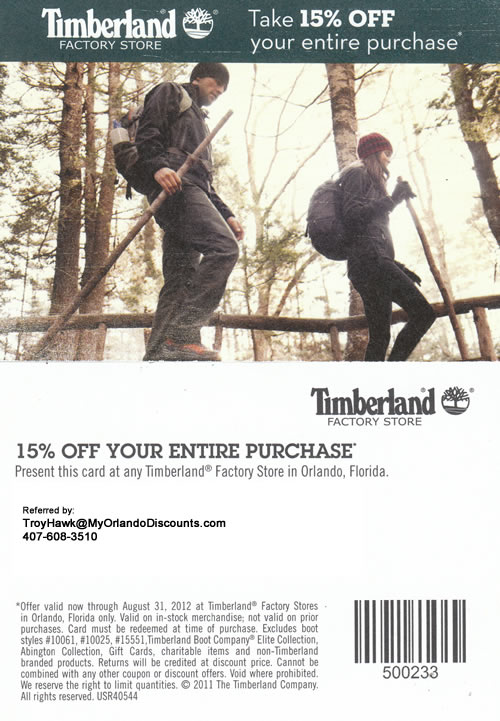 Coupon For Timerland Stores in Orlando